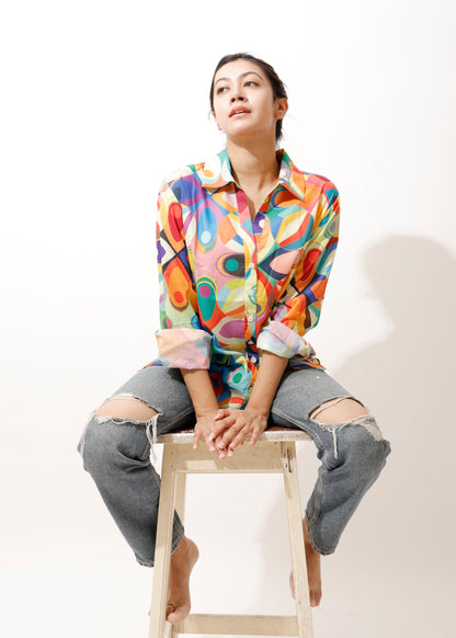 Abstract Print Multicolour Shirt